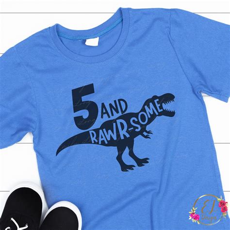 5th Birthday Dinosaur Svg 5 And Rawrsome Svg Boys Birthday Etsy