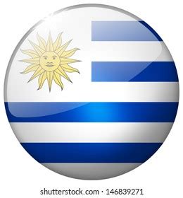 Uruguay Round Flag Glossy Icon Stock Vector Royalty Free