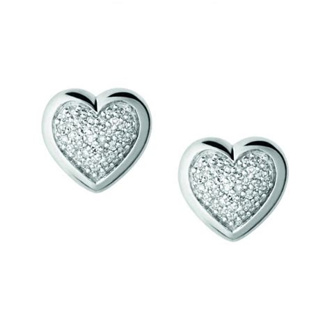 Links Of London Diamond Essentials Sterling Silver Pave Heart Stud