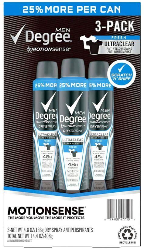 Amazon.com : Degree for Men Antiperspirant Deodorant Dry Spray Black + White (4.8 oz, 3 pk ...