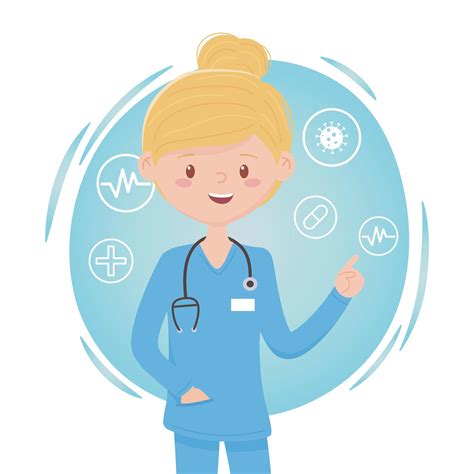 Blonde Physician Female Medical Staff Professional Practitioner Cartoon