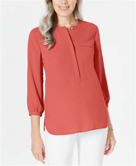 Jm Collection Petite Pleated Back Blouse Created For Macys And Reviews