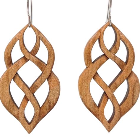 Wood Carved Earrings Etsy