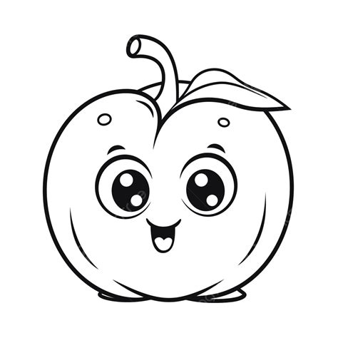 Cute Apple Face Coloring Pages Outline Sketch Drawing Vector, Apple ...