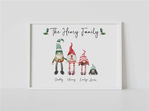 Gnome Family Printpersonalized Christmas Family - Etsy