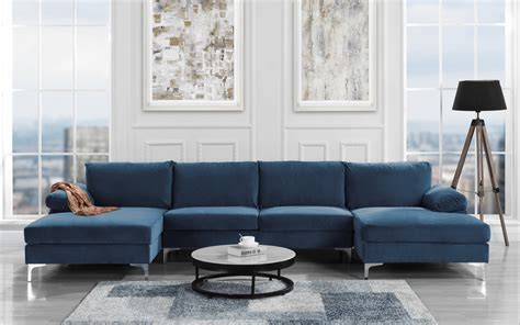 Gray Velvet Sofa With Chaise Lounge | Baci Living Room