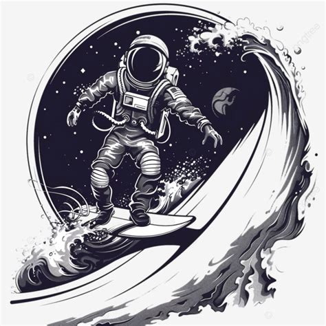 Design De Camiseta Navegue Para O Desconhecido Astronauta Surfando