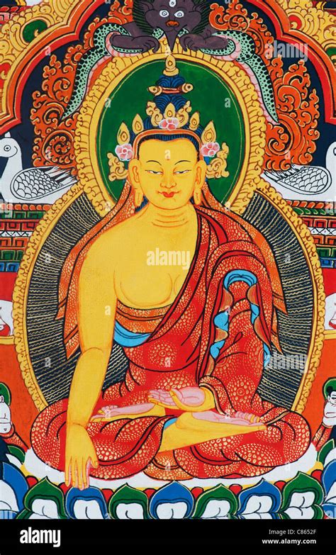 Colourful Tibetan Buddhist Thangka Tanka Painting Stock Photo Alamy