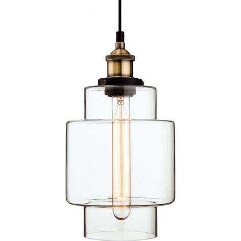 Firstlight Empire Single Light Ceiling Pendant In Antique Brass Finish With Clear Glass Shade