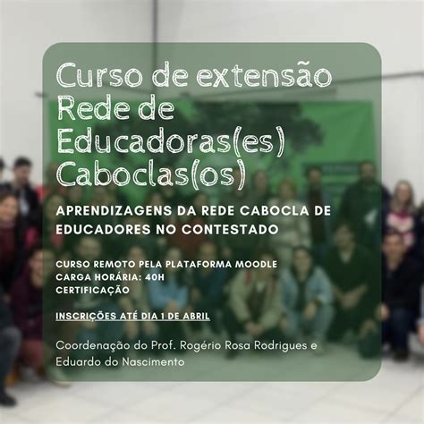 Curso De Extens O Rede De Educadoras Es Caboclas Os Gimc