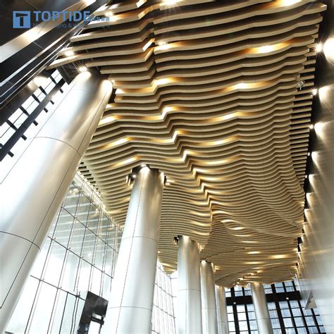 Metal Suspended Aluminum Extruded Curved Baffle Ceiling Design For