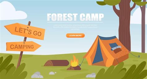 Premium Vector Camping Banner Concept