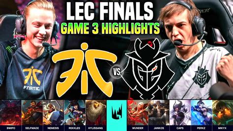 G2 Vs Fnc Game 3 Highlights Lec Summer Playoffs Finals G2 Esports Vs