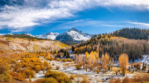 Przełęcz Dallas Divide i ośnieżona góra Mount Sneffels