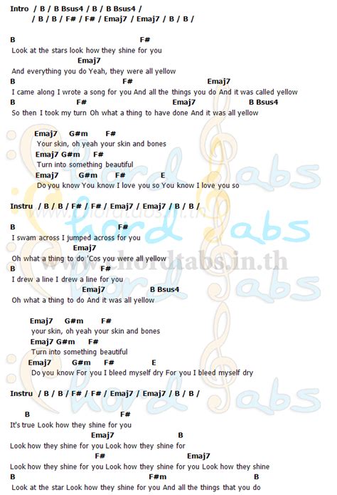 Coldplay Yellow Guitar Chords And Lyrics Guitar Lessons 56 OFF