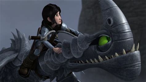 Heather Riding On Windshear The Razorwhip Dragon From Dreamworks