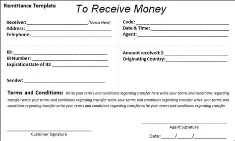 Money Transfer Receipt Template – printable receipt template