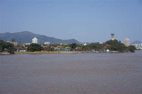 Beautiful Seascape View With Wenzhou City In China Stock Photo Image