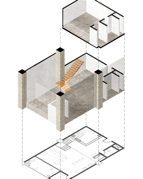 Propuesta Loft Axonometría Axonometria Photoshop Loft Architecture Arquitectura Texture