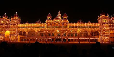 Mysore Palace Evening Illuminated Light Show Mysore Palace Hd