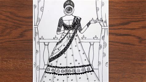 Traditional Karwa Chauth Drawing Very Easy How To Draw Karwa Chauth