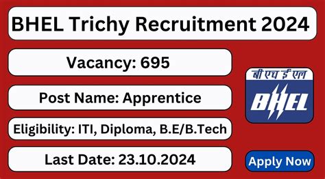 BHEL Trichy Recruitment 2024 695 Apprentice Posts Apply Now