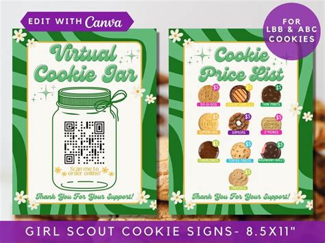 Editable Girl Scout Cookie Sign Lbb Abc Retro Cookie Menu Price