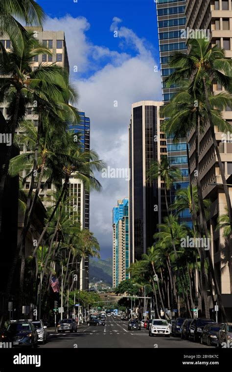 Bishop Street Honolulu City Oahu Island Hawaii USA Stock Photo Alamy