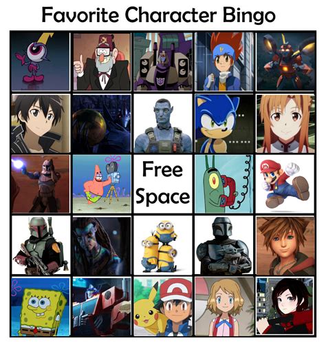 Favorite Character Bingo 1 By Aircraftfan32849 On Deviantart