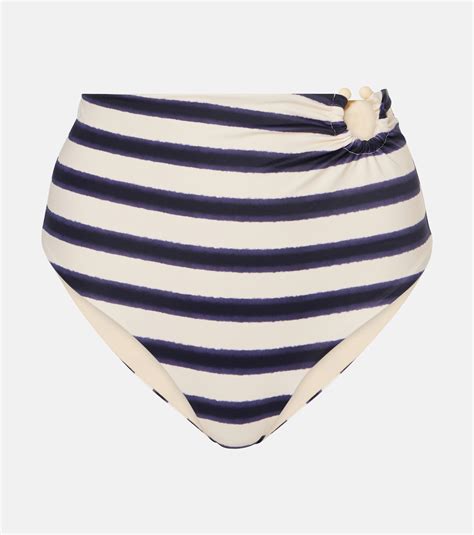 Striped High Rise Bikini Bottoms In Blue Johanna Ortiz Mytheresa