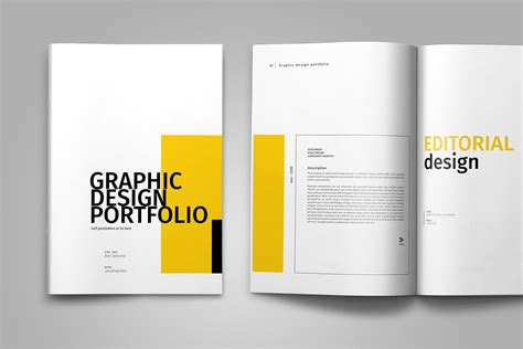 Graphic Design Portfolio Template on Yellow Images Creative Store