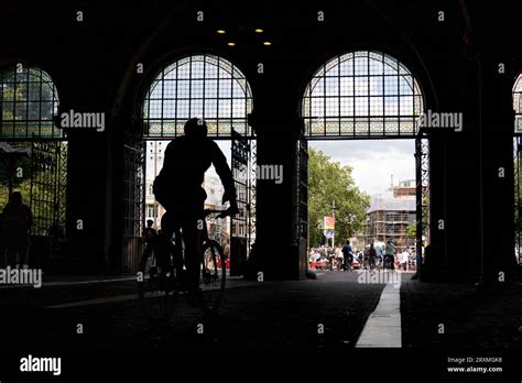 Amsterdam Netherland July 20 2023 Silhouette Of Cyclists Traveling
