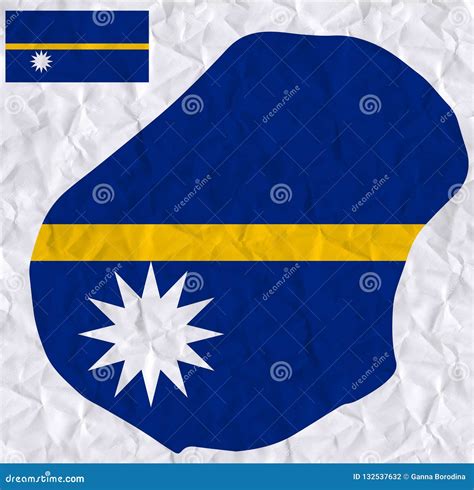 Vector Old Crumpled Paper With Watercolor Painting Of Nauru Flag And