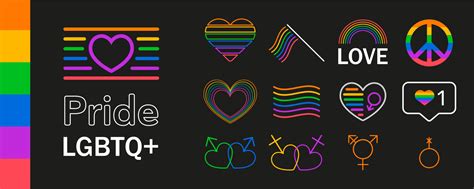 Collection Of Lgbtq Community Symbols Isolated Flat Vector Stock