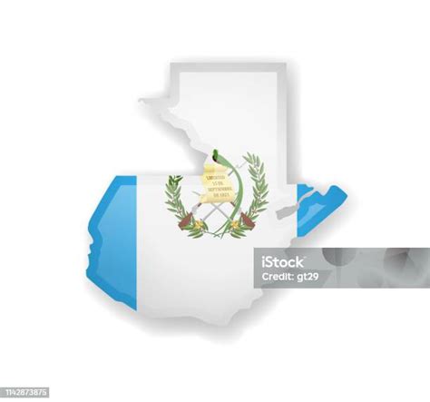 Guatemala Flag And Outline Of The Country On A White Background Stock ...