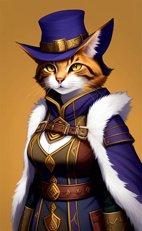 Female Tabaxi Catfolk Bard Rogue Noble Wizard In Character Art