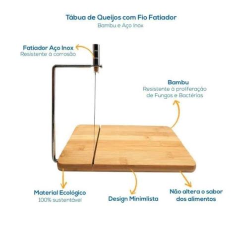 Cortador E Fatiador De Queijo Ecokitchen Em Bambu Mek TABUA DE BAMBU P