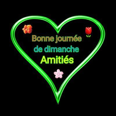 A Neon Green Heart With The Words Bonne Joumee De Dimanche Amites