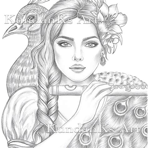 Adult Coloring Pages Portrait Coloring Pages Grayscale Etsy