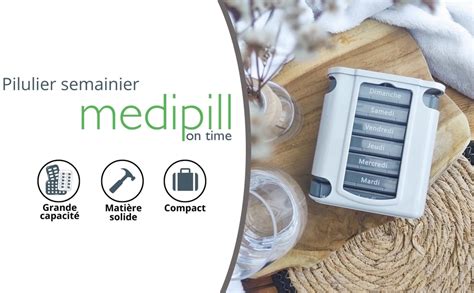 MEDIPILL Tower Dose Pilulier Semainier MED S28T UN PIECE Avec 4