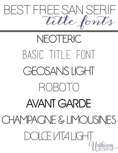 Best Free San Serif Title Fonts - Beth Bryan