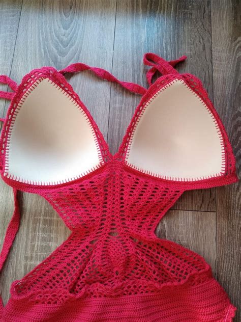 Red Crochet Monokini Crochet Bikini Crochet Boho Swimsuit Knit Etsy