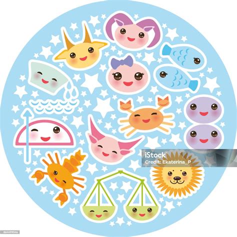 Lustige Kawaii Sternzeichen Gesetzt Astrologische Stiker Jungfrau