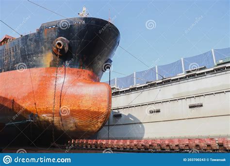 Ship in Dry Dock for Repair and Maintenance Stock Image - Image of ...