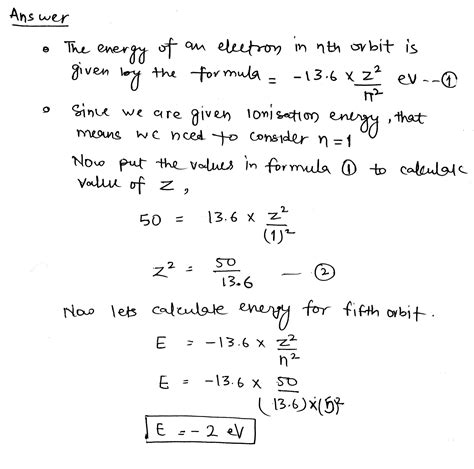 The Ionization Energy Of A Hypothetical Atom Is 50 EV If This Atom