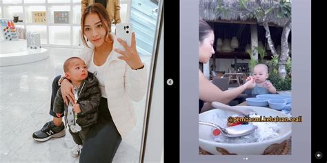 Potret Nikita Willy Saat Suapi Baby Izz Makan Mulutnya Ikut Mangap