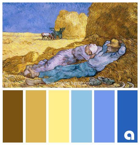 The Siesta Painting By Vincent Van Gogh Fall Color Palette Palette