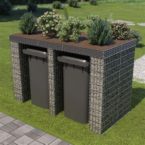 Mur en gabion pour poubelle Acier galvanisé 190x100x130 cm vidaXL