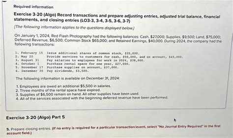 Solved Required Information Exercise Algo Record