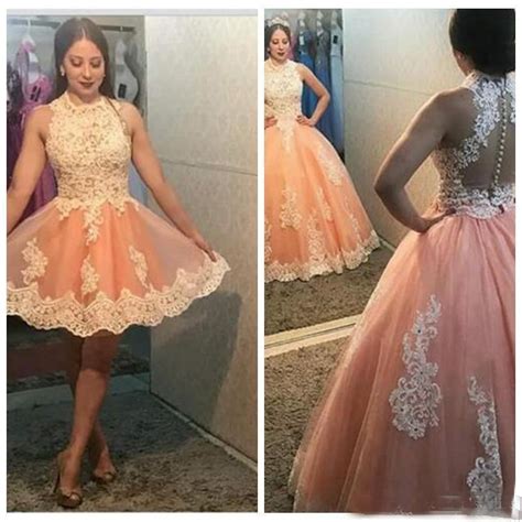 2020 Lace Applique Tulle Ball Gown Homecoming And Sweet 16 High Neck